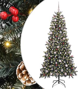 vidaXL Mű karácsonyfa 300 LED-del Zöld 240 cm PVC és Műanyag és Acél