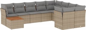 vidaXL 10 részes bézs polyrattan kerti ülőgarnitúra párnával
