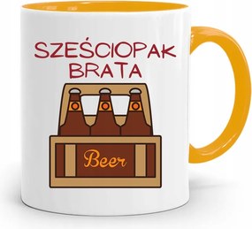 Sárga Bögre Ajándék Testvérnek Hatos Testvér Nyomtatott Fényképpel