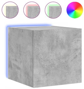 betonszürke falra szerelhető TV-szekrény LED-del 30,5x35x30 cm