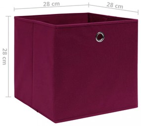 10 db sötétpiros nem szőtt szövet tárolódoboz 28 x 28 x 28 cm
