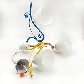 Csillár láncon RETRO 3xE27/60W/230V fehér/színes