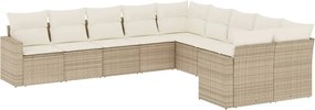 vidaXL 10 részes bézs polyrattan kerti ülőgarnitúra párnával