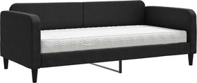 vidaXL fekete szövet kanapéágy matraccal 90 x 200 cm
