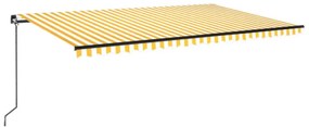 sárga és fehér kézzel kihúzható LED-es napellenző 500x300 cm