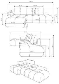 ALMADA kinyitható, jobb oldali L alakú kárpitozott sarokülőgarnitúra tárolóval, bézs