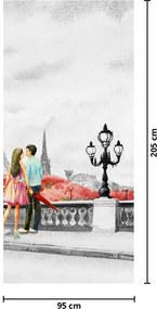 Fotótapéta ajtóra - Szerelmesek Párizsban (95x205cm)