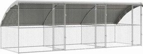 vidaXL Kutyaház tárolóval 3 pcs Ezüst 6 x 2 x 2 m Horganyzott acél