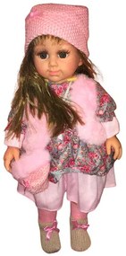 Pretty Girl Magyarul Beszélő és Éneklő Hajas Ruhás Baba Lány Csinos Téli Öltözetben