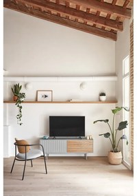 Szürke-natúr színű TV-állvány tölgyfa dekorral 140x52 cm Sierra – Teulat