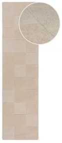 Bézs kézi szövésű gyapjú futószőnyeg 60x230 cm Checkerboard – Flair Rugs