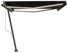 antracitszürke szélérzékelős és LED-es napellenző 400x300 cm