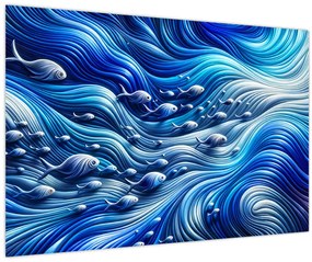 Kép – Halak a hullámokban (90x60 cm)
