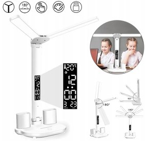 Asztali lámpa ventilátorral, LCD kijelzővel és ceruzatartóval