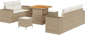 vidaXL Kerti Kanapé Szett 8 pcs Bézs polirattan