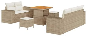 vidaXL Kerti Kanapé Szett 8 pcs Bézs polirattan
