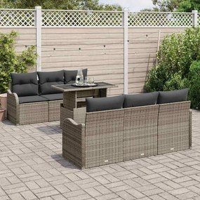 Kerti Kanapé Szett 7 pcs Szürke 100 x 55 x 73 cm Poli rattan