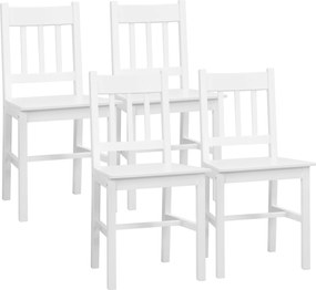 HOMCOM 4 db-os Étkezőszék Készlet Hátfalas Konyhai Szék, Nappali Szék, Modern Stílus, Fenyőfa Étkezőszékek, Fehér | Aosom