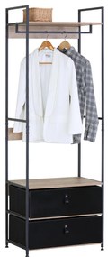 Intenso Home ruhafogas 2db nagyméretű fiókkal polcokkal 60 x 175cm modern tölgy színben | Előszobai ruhatároló cipőtartóval / nyitott gardrób