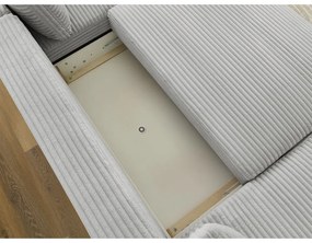 Világosszürke kordbársony kinyitható sarokkanapé (bal oldali-U alakú) Lucien – Bobochic Paris