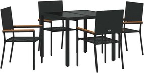 vidaXL Kert étkező szett 5 pcs Fekete polirattan