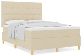 Box Spring Ágy Matraccal Krém 140x190 cm Szövet