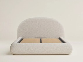 Krémszínű kárpitozott ágyneműtartós franciaágy ágyráccsal 140x200 cm Maumere – Maison de Rêve