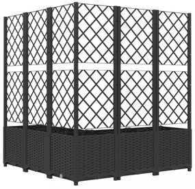 fekete polipropilén rácsos kerti ültetőláda 120 x 120 x 136 cm