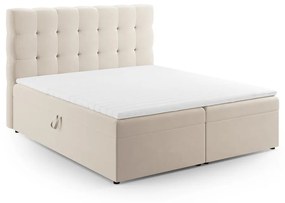 Bézs boxspring ágy tárolóhellyel 180x200 cm Bali – Cosmopolitan Design