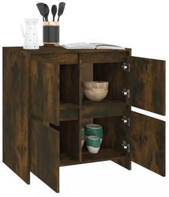 2 db füstös tölgyszínű forgácslap tálalószekrény 70x41x75 cm