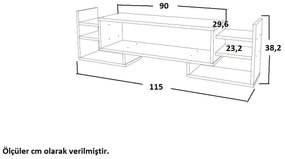 TV szekrény Sema - White, Walnut