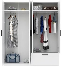 LITA Gardróbszekrény Fehér Színben Tükörrel 180 cm