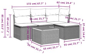 5 részes bézs polyrattan kerti ülőgarnitúra párnákkal