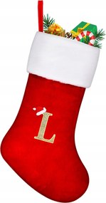 Nagy, 45 cm-es piros karácsonyi zokni "L" betűvel