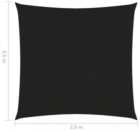 fekete HDPE napvitorla 160 g/m² 2,5 x 2,5 m