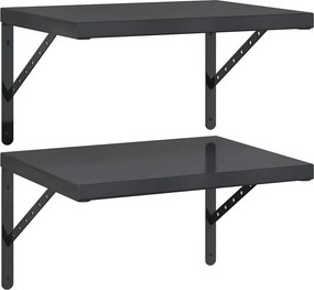 vidaXL 2 db fekete rozsdamentes acél fali polc 50 x 40 cm