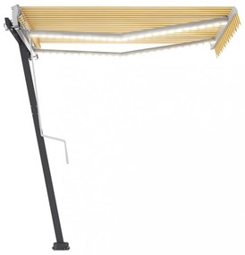 sárga és fehér kézzel kihúzható LED-es napellenző 350 x 250 cm