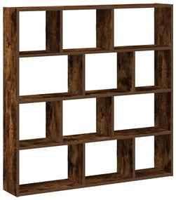 füstös tölgy színű szerelt fa fali kockapolc 12 rekeszes színű