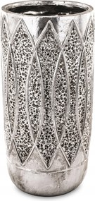 Magas ezüst váza díszített retro virág fedél