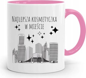 Rózsaszín Bögre Kozmetikusnak A Legjobb A Városban fényképes nyomattal