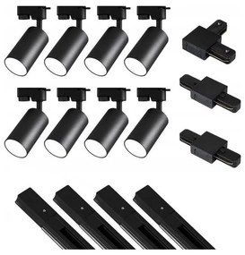 MAXLED Spotlámpa sínrendszerrel 8xGU10/25W/230V 4 m fekete MX0228