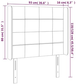 világosszürke szövet LED-es fejtámla 93x16x118/128 cm