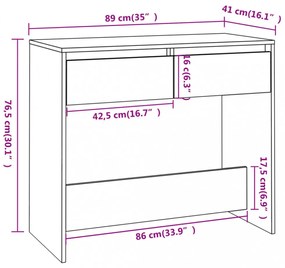 barna tölgyszínű szerelt fa dohányzóasztal 89x41x76,5 cm