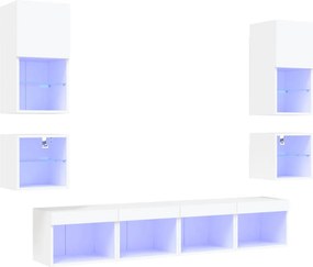 vidaXL 8 darab fehér szerelt fa fali TV-bútor LED-del