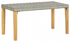 szürke polyrattan és tömör akácfa kerti pad 120 cm