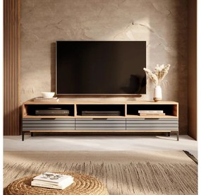 Tv szekrény/asztal Ricko 3D  (természetes tölgy + szürke). 1098751