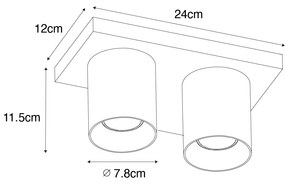 Modern mennyezeti spotlámpa fehér 2-lámpás - Tubo