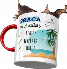 Bögre Piros Vicces Munka 3 Előnye Van Ajándék Nyomtatott Fotóval