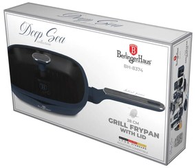 BerlingerHaus tapadásmentes indukciós grill serpenyő fedővel 28 cm Deep Sea