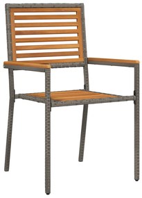 3 részes kerti étkezőszett Szürke Polyrattan Akác
